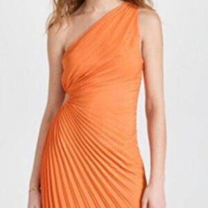 House of Harlow 1960 Off Orange Cut Out One Shoulder Pleated Dress Size Medium
